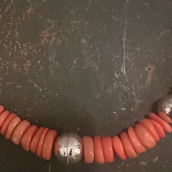 Hand Crafted Unique Earth “One of a Kind” Coral & Sterling Silver Choker - Picture 2 of 3